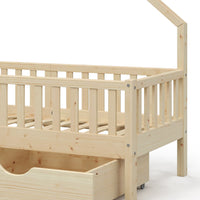 Vitalispa Letto montessori bambini Legno naturale 80x160 cm con 2 cassetti