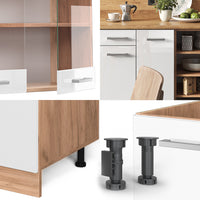 Vicco Cucina componibile Bianco lucido/oro power oak 240 cm , PL Marmo