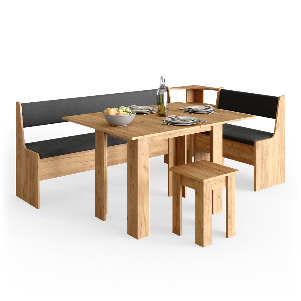 Vicco Gruppo panca ad angolo Quercia dorata 210 x 41.5 cm con tavolo