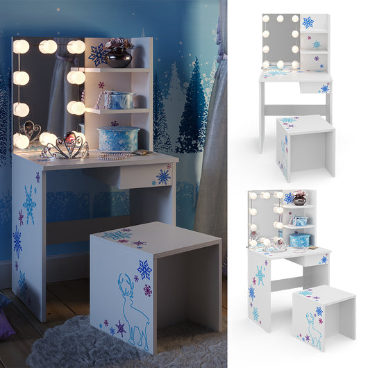 Vicco Tavolino da toilette per bambini Bianco 54.8 cm con illuminazione a LED
