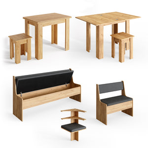 Vicco Gruppo panca ad angolo Quercia dorata 210 x 41.5 cm con tavolo