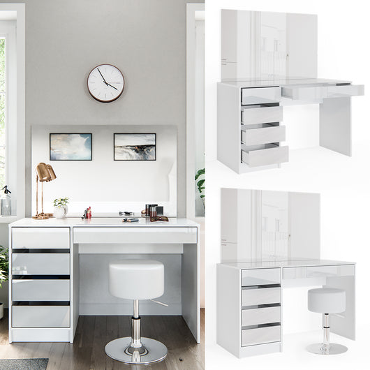 Vicco Tavolo da toeletta Bianco 55 cm con sgabello