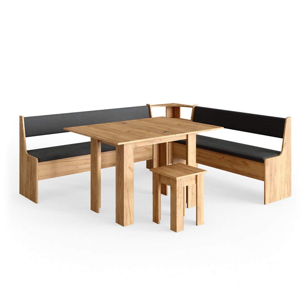 Vicco Gruppo panca ad angolo Quercia dorata 210 x 41.5 cm con tavolo