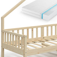 Vitalispa Letto montessori bambini Legno naturale 90x200 cm con materasso