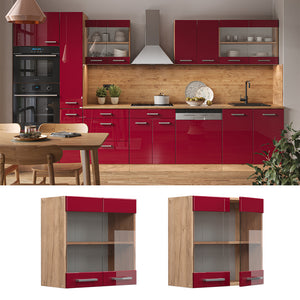 Vicco Mobile da cucina in vetro Rosso lucido 60 cm