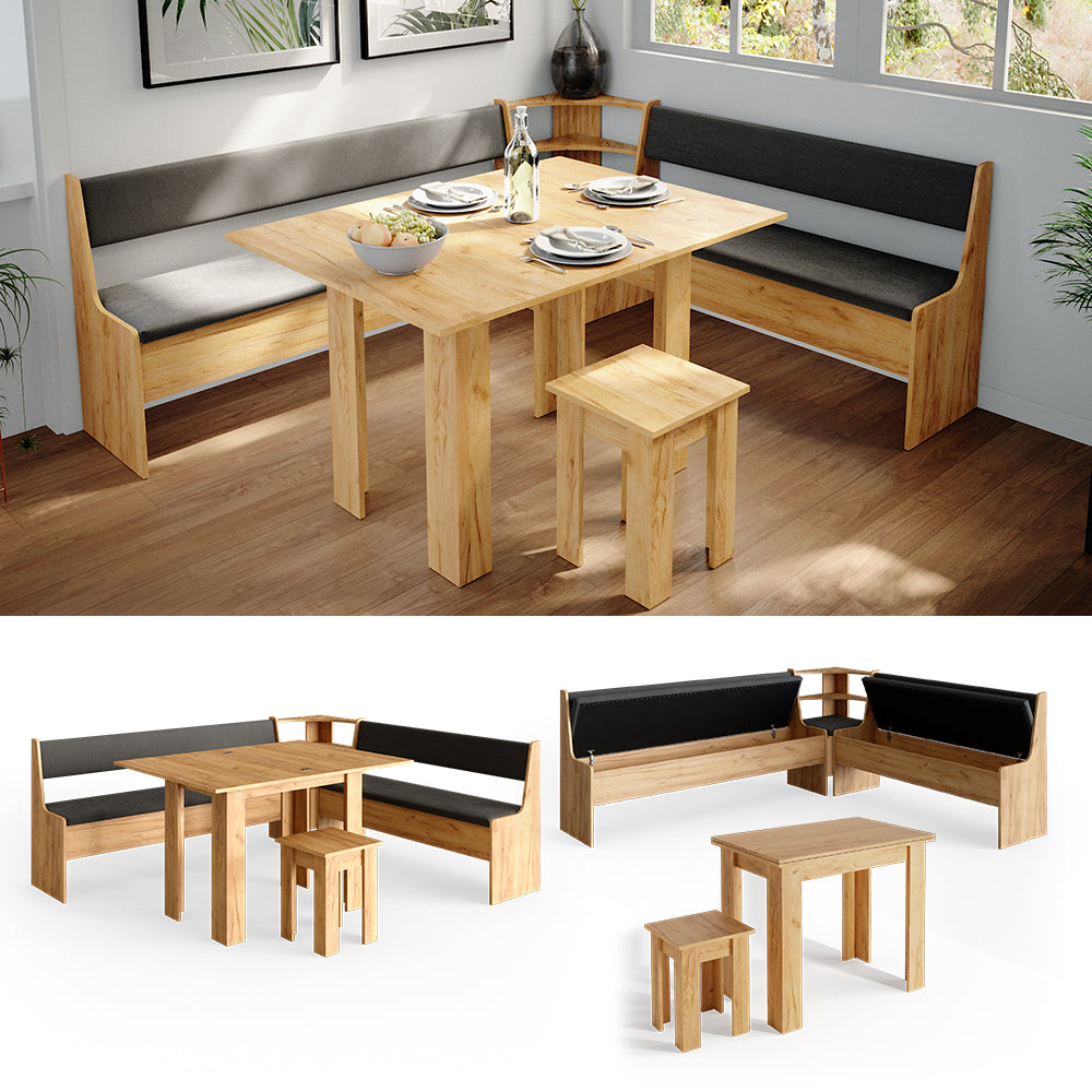 Vicco Gruppo panca ad angolo Quercia dorata 210 x 41.5 cm con tavolo