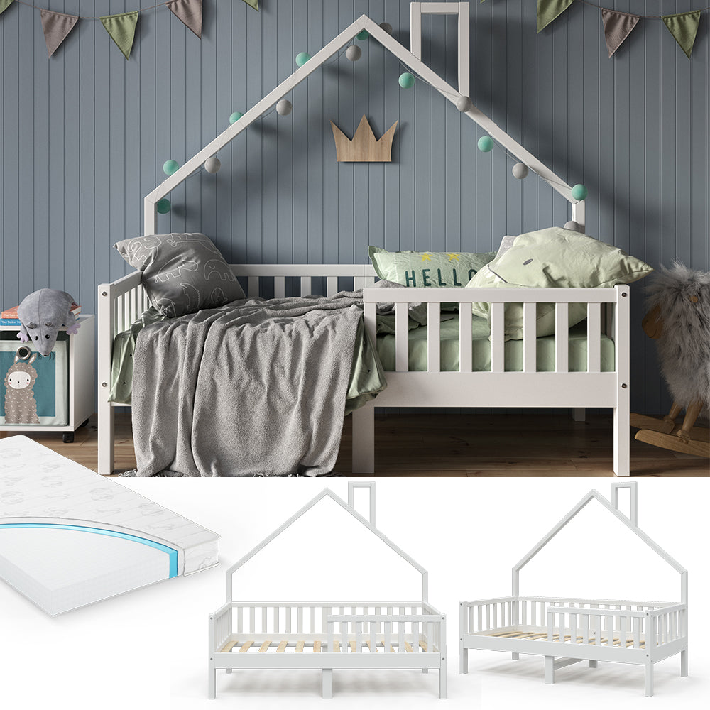 Vitalispa Letto montessori bambini Bianco 80x160 cm con materasso