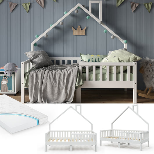 Vitalispa Letto montessori bambini Bianco 80x160 cm con materasso