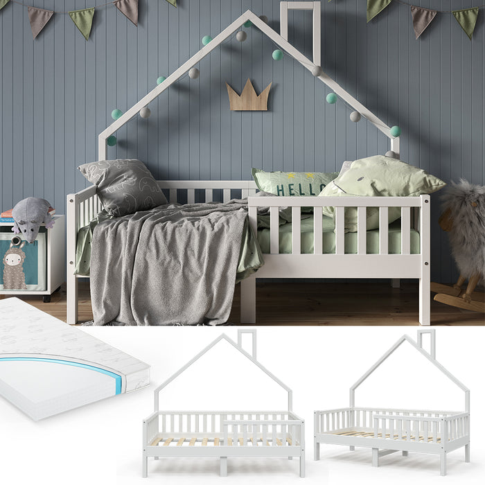 Vitalispa Letto montessori bambini Bianco 80x160 cm con materasso