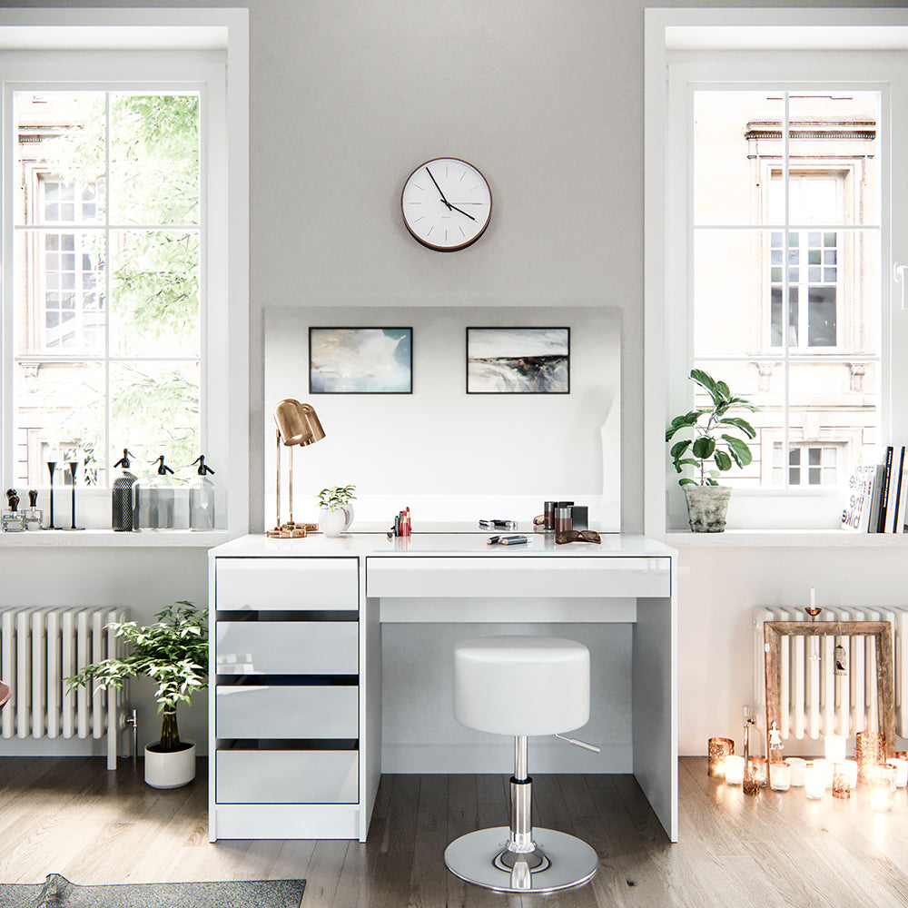 Vicco Tavolo da toeletta Bianco 55 cm con sgabello
