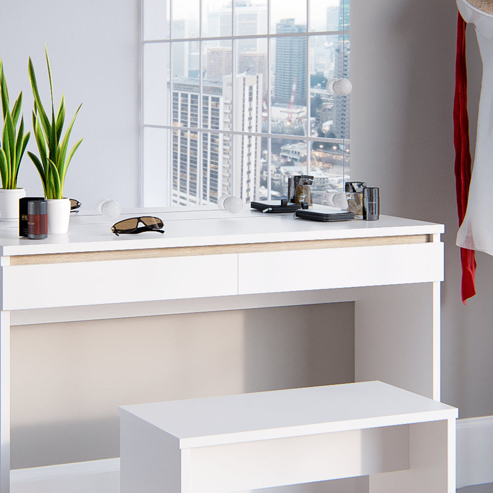 Vicco Tavolo da toeletta Bianco 120 cm con illuminazione a LED e panca