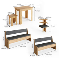Vicco Gruppo panca ad angolo Quercia dorata 210 x 41.5 cm con tavolo