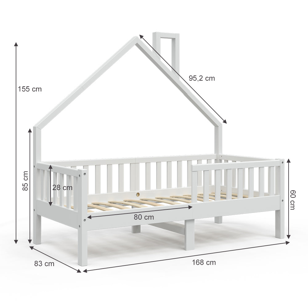 Vitalispa Letto montessori bambini Bianco 80x160 cm con materasso