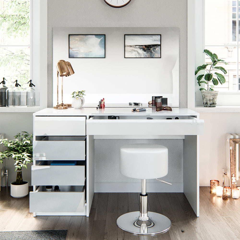Vicco Tavolo da toeletta Bianco 55 cm con sgabello