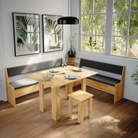 Vicco Gruppo panca ad angolo Quercia dorata 210 x 41.5 cm con tavolo