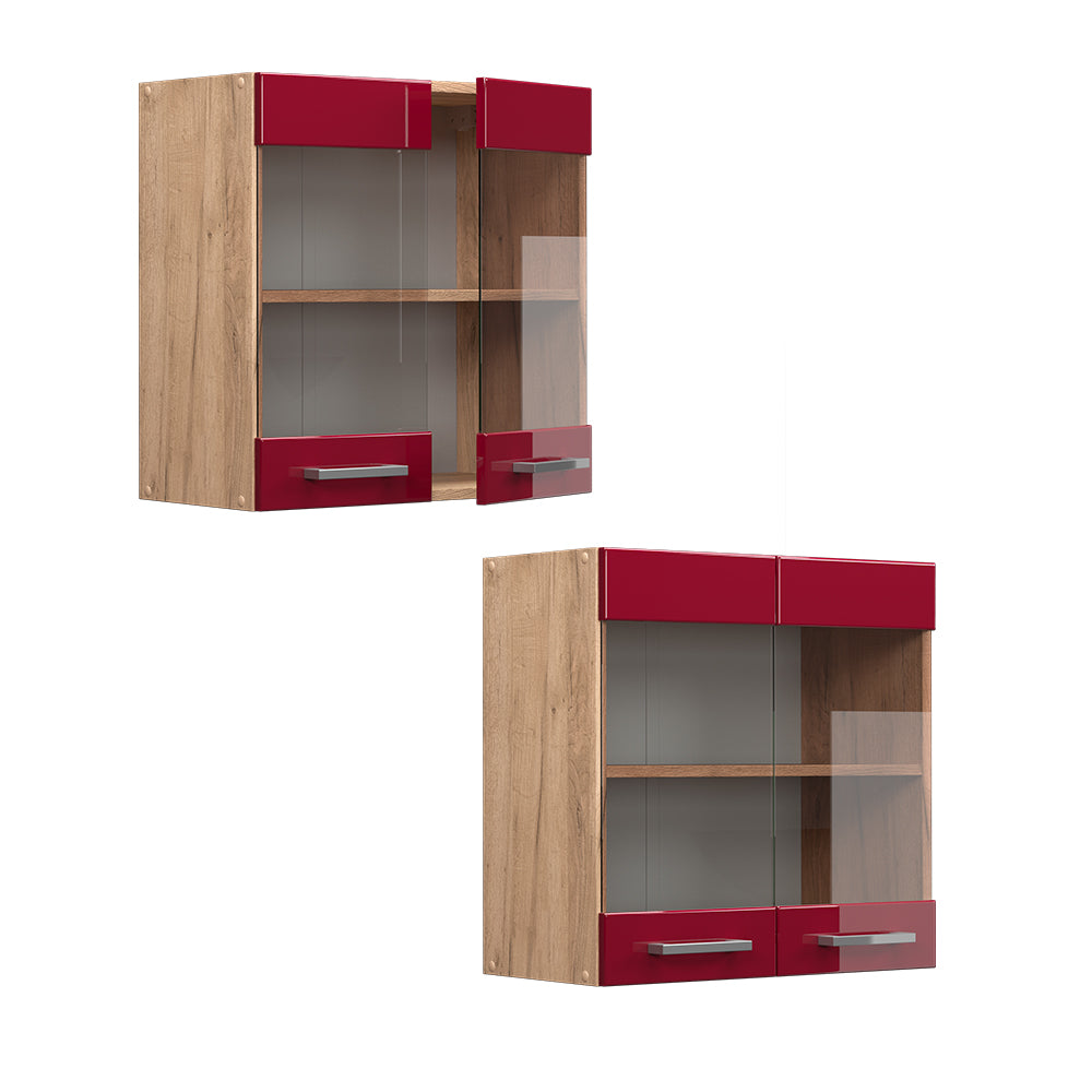 Vicco Mobile da cucina in vetro Rosso lucido 60 cm