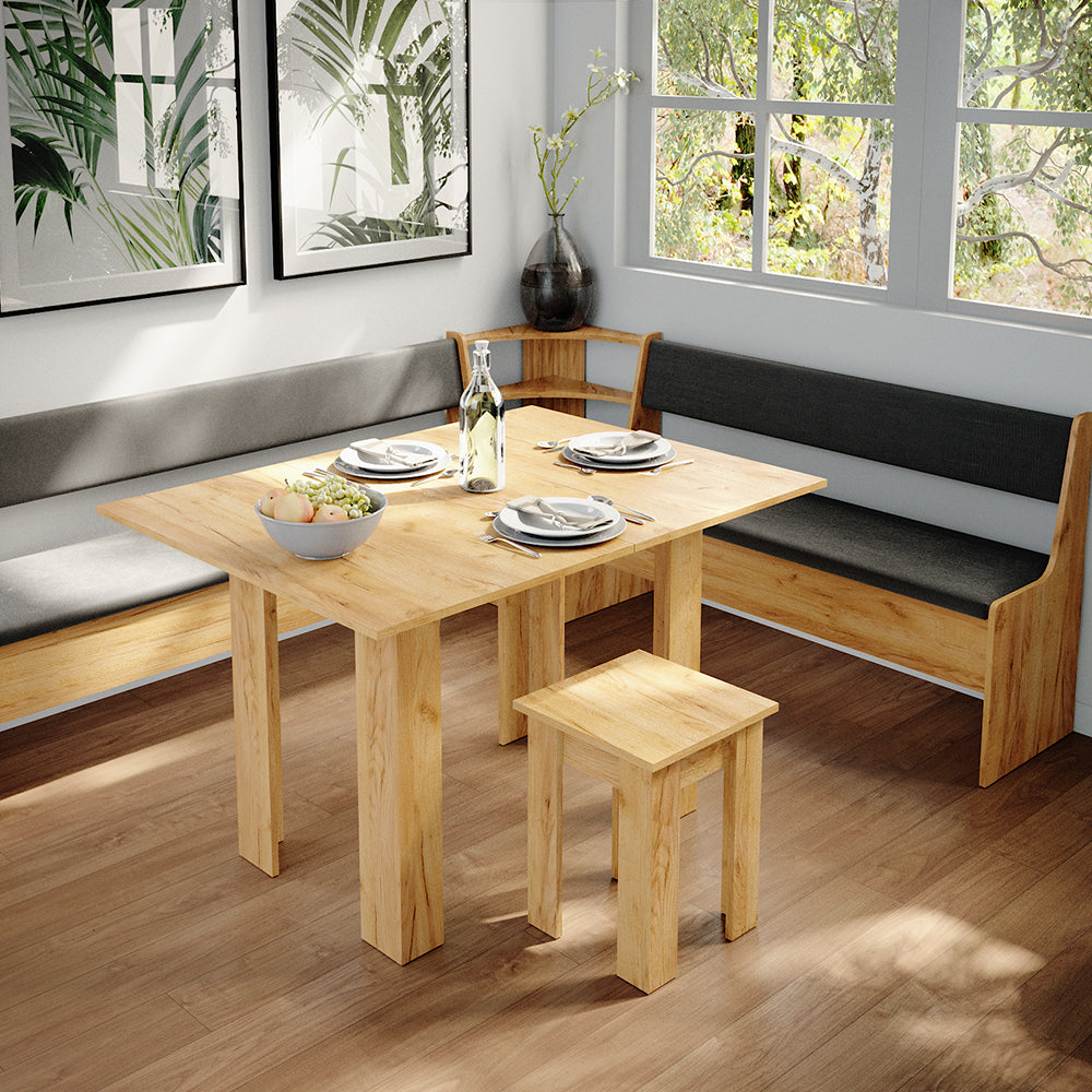 Vicco Gruppo panca ad angolo Quercia dorata 210 x 41.5 cm con tavolo