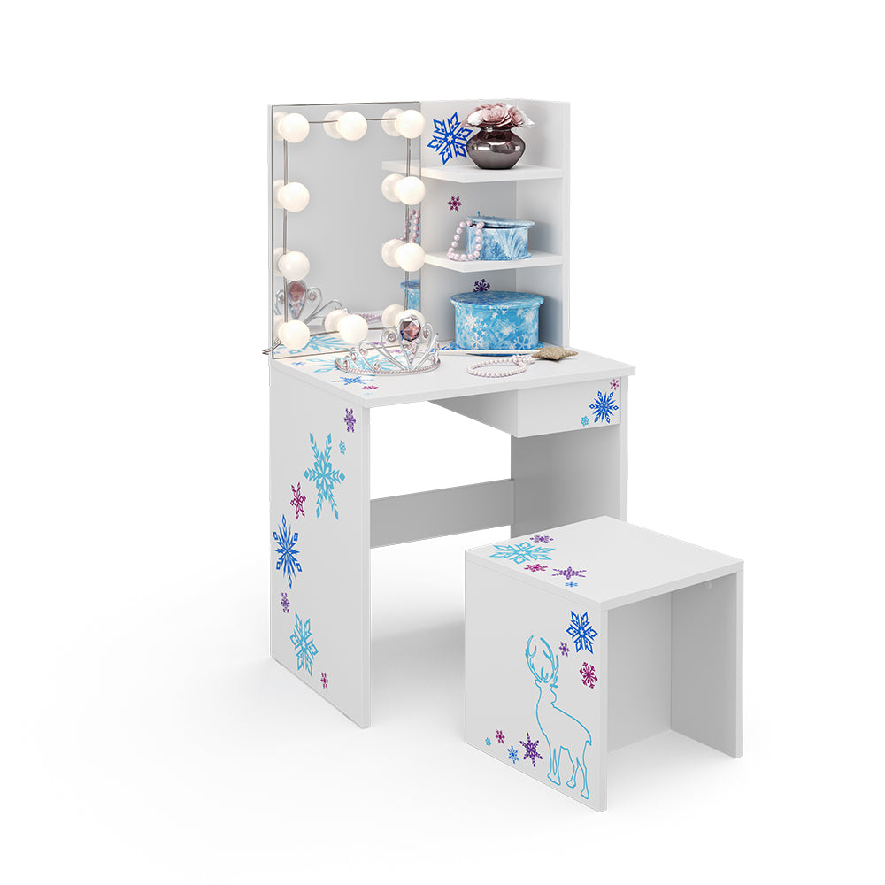 Vicco Tavolino da toilette per bambini Bianco 54.8 cm con illuminazione a LED