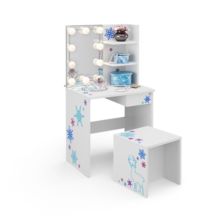 Vicco Tavolino da toilette per bambini Bianco 54.8 cm con illuminazione a LED