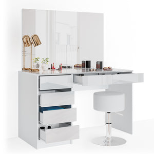 Vicco Tavolo da toeletta Bianco 55 cm con sgabello
