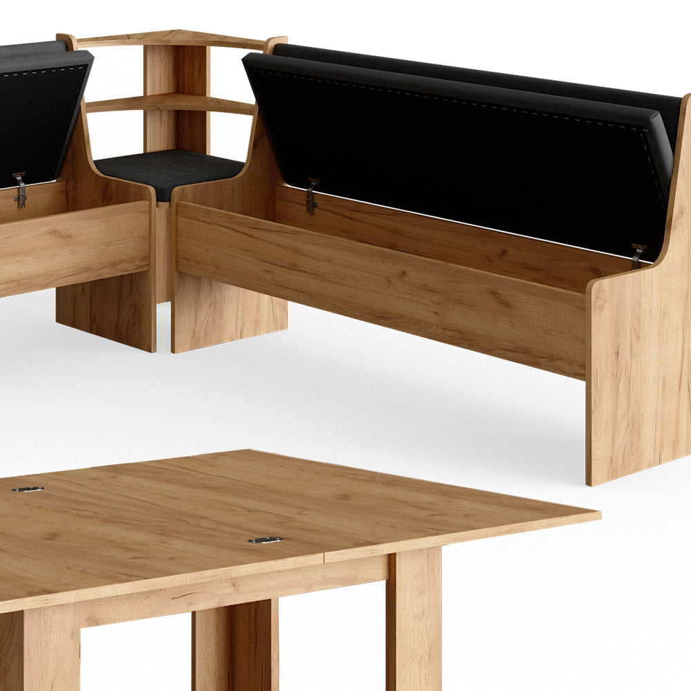 Vicco Gruppo panca ad angolo Quercia dorata 210 x 41.5 cm con tavolo