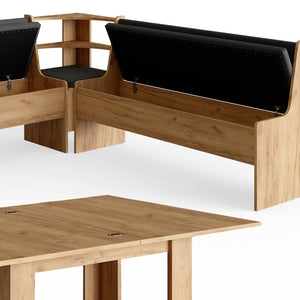 Vicco Gruppo panca ad angolo Quercia dorata 210 x 41.5 cm con tavolo
