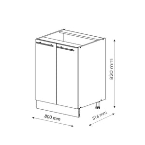Vicco Mobile lavello cucina Quercia dorata 80 cm con ripiano, PL Marmo