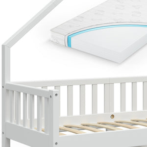 Vitalispa Letto montessori bambini Bianco 80x160 cm con materasso