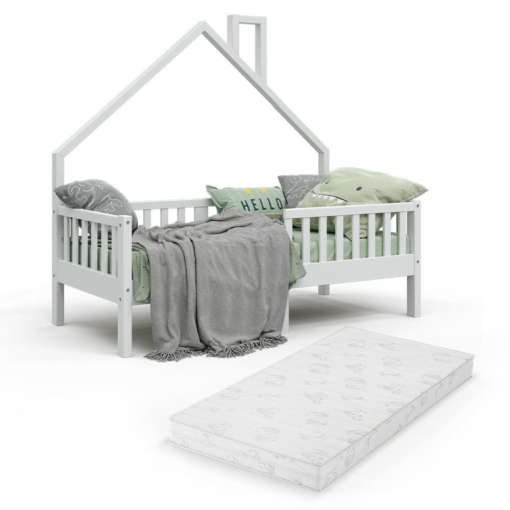 Vitalispa Letto montessori bambini Bianco 80x160 cm con materasso
