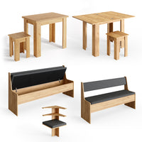 Vicco Gruppo panca ad angolo Quercia dorata 210 x 41.5 cm con tavolo