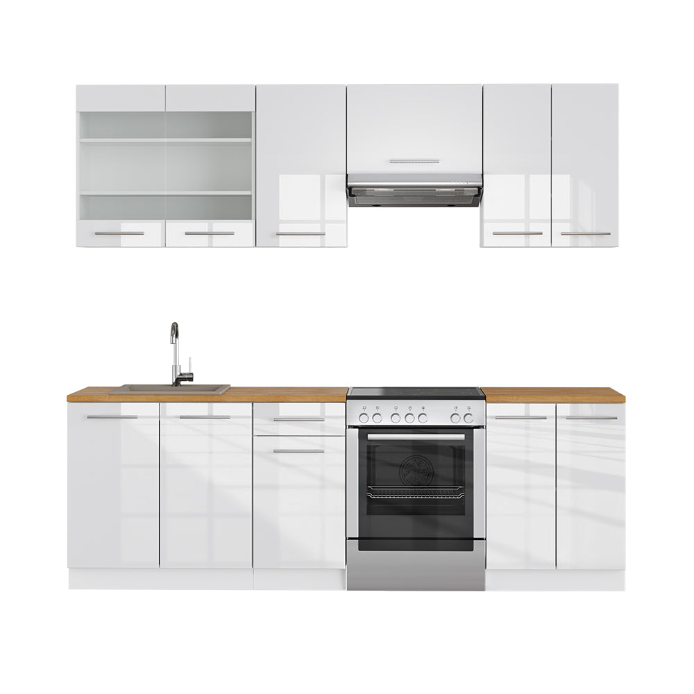 Vicco Cucina componibile Bianco lucido/bianco 240 cm , PL Rovere
