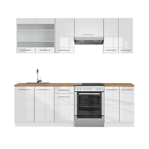 Vicco Cucina componibile Bianco lucido/bianco 240 cm , PL Rovere