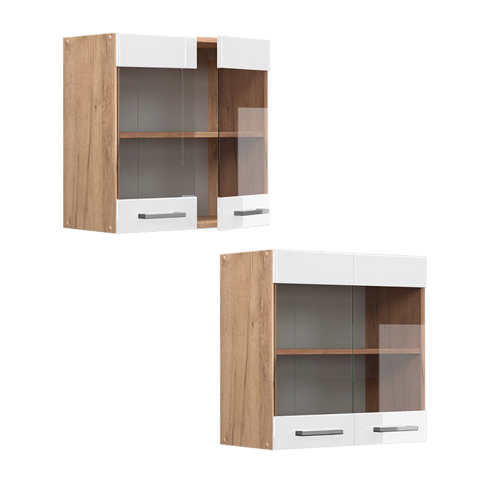 Vicco Mobile da cucina in vetro Bianco lucido 60 cm