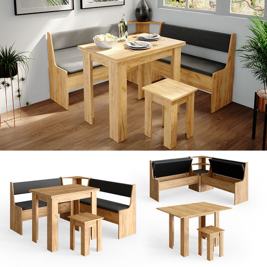 Vicco Gruppo panca ad angolo Quercia dorata 150 x 41.5 cm con tavolo