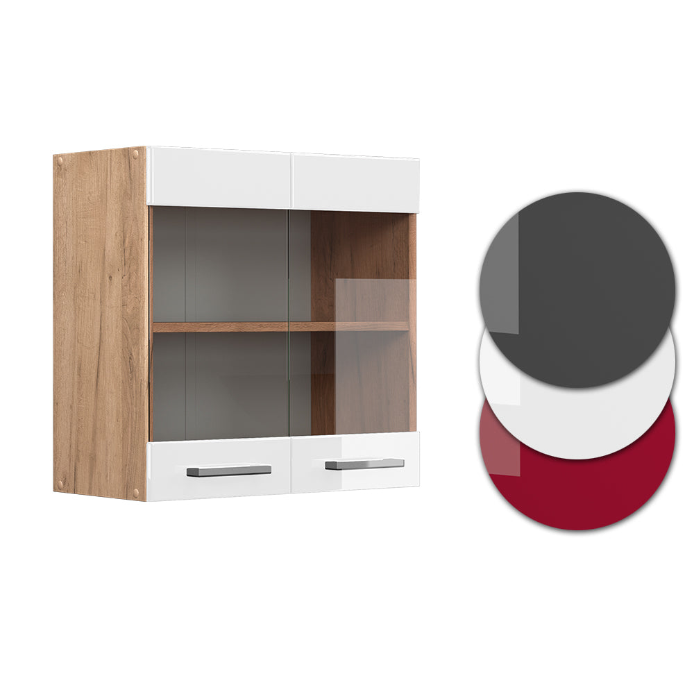 Vicco Mobile da cucina in vetro Bianco lucido 60 cm