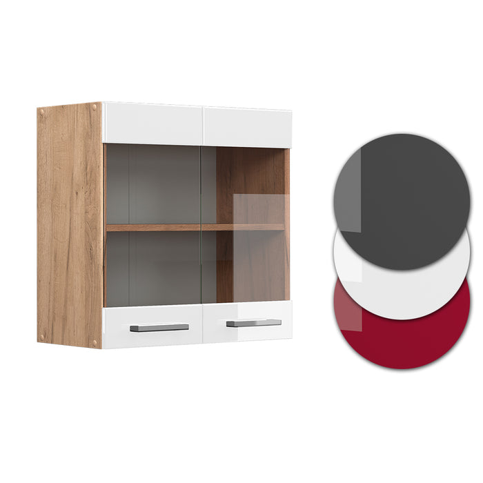 Vicco Mobile da cucina in vetro Bianco lucido 60 cm