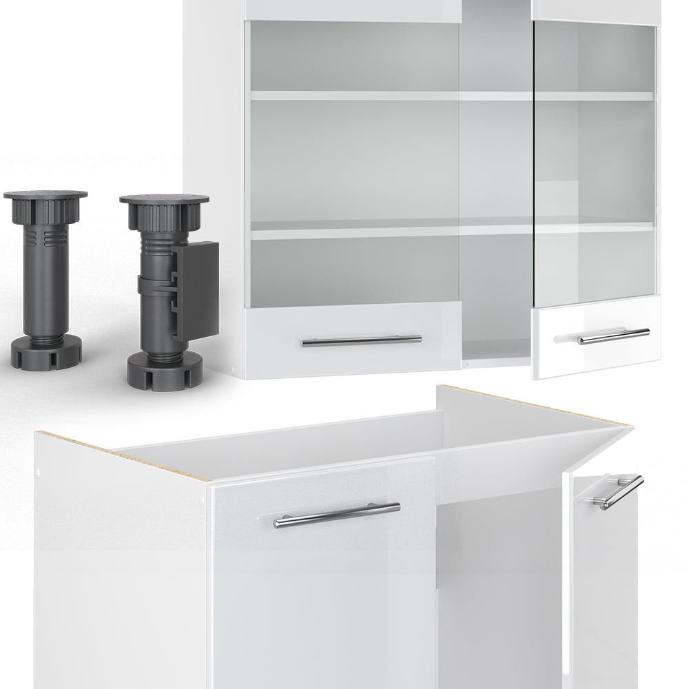 Vicco Cucina componibile Bianco lucido/bianco 240 cm , PL Rovere