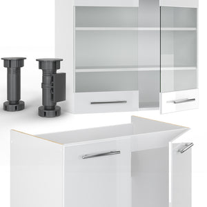 Vicco Cucina componibile Bianco lucido/bianco 200 cm senza piano di lavoro