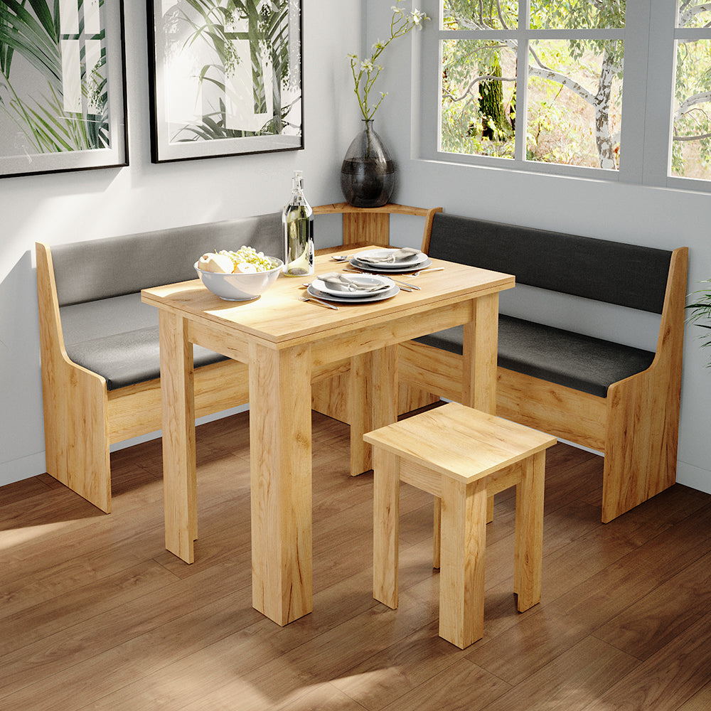 Vicco Gruppo panca ad angolo Quercia dorata 150 x 41.5 cm con tavolo