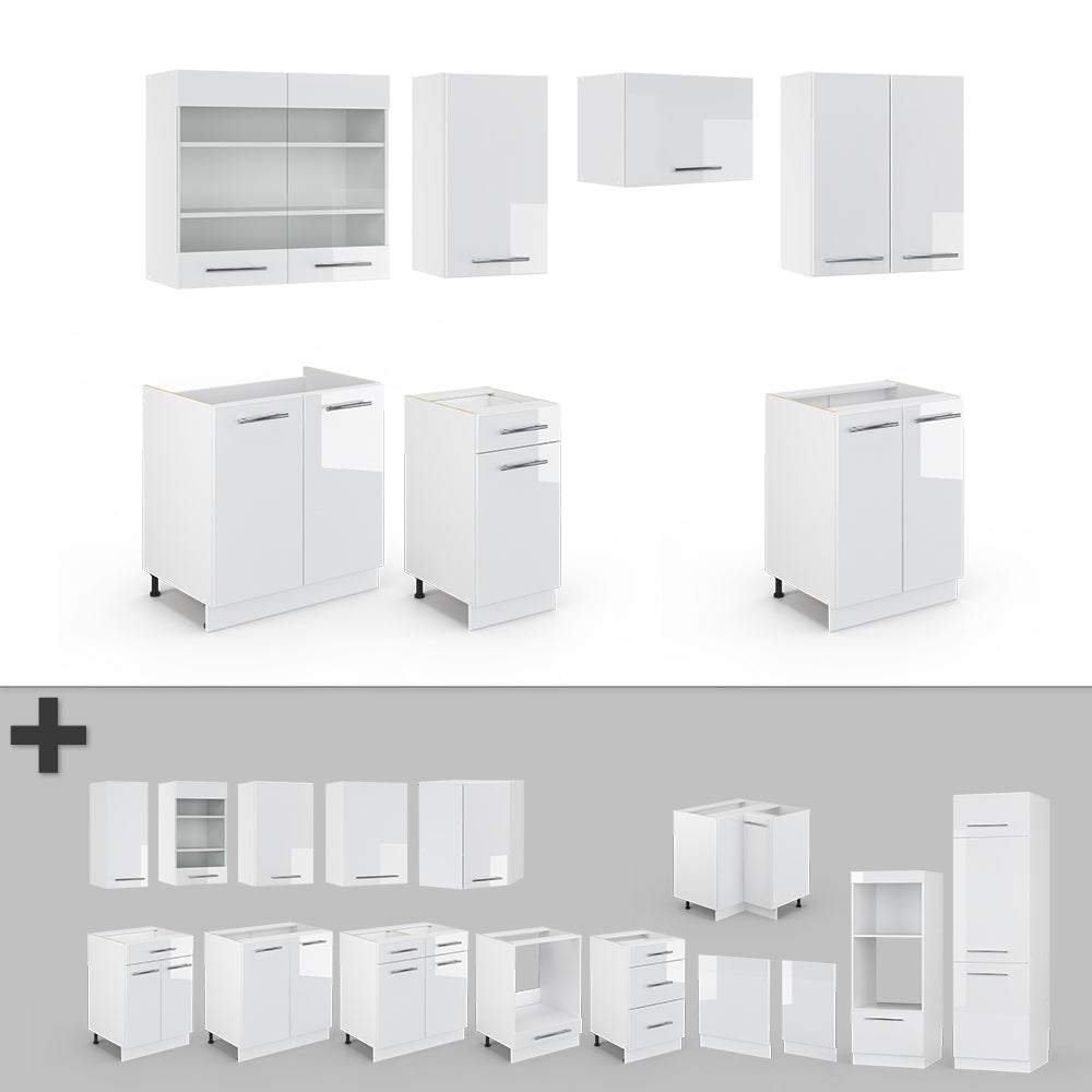 Vicco Cucina componibile Bianco lucido/bianco 240 cm , PL Rovere