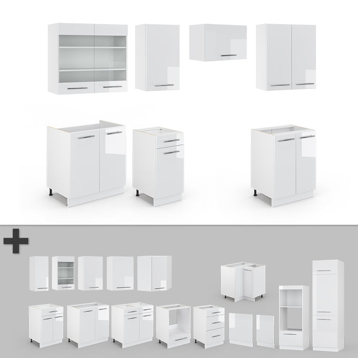 Vicco Cucina componibile Bianco lucido/bianco 240 cm , PL Antracite