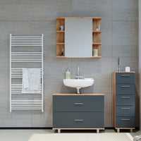 Vicco Set mobili bagno Antracite/quercia dorata 3 parti