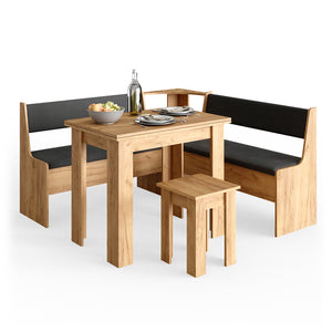 Vicco Gruppo panca ad angolo Quercia dorata 150 x 41.5 cm con tavolo