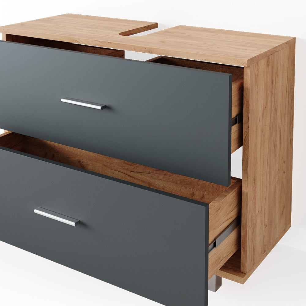 Vicco Set mobili bagno Antracite/quercia dorata 3 parti