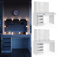 Vicco Tavolo da toeletta Bianco 55 cm con illuminazione a LED