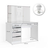 Vicco Tavolo da toeletta Bianco 55 cm con illuminazione a LED