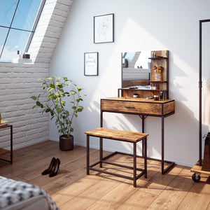 Vicco Tavolo da toeletta Legno antico 80 cm con sedia