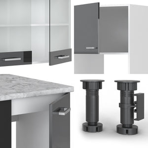 Vicco Cucina angolare completa Antracite lucido/bianco 237 x 247 cm , PL Rovere