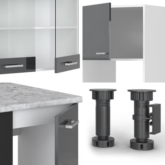 Vicco Cucina angolare completa Antracite lucido/bianco 237 x 247 cm , PL Rovere