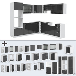 Vicco Cucina angolare completa Antracite lucido/bianco 237 x 247 cm , PL Rovere